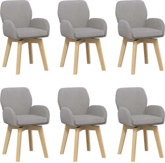 vidaXL Sillas De Comedor Giratorias 6 Uds. Boucl&eacute; Gris Claro Vidaxl