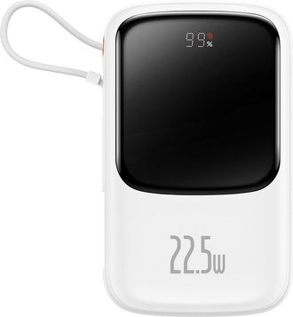 OEM Bater&iacute;a Externa Qpow De 10 000 Mah Con Cable Usb Tipo C Integrado Y Carga R&aacute;pida De 22,5 W, Color Blanco