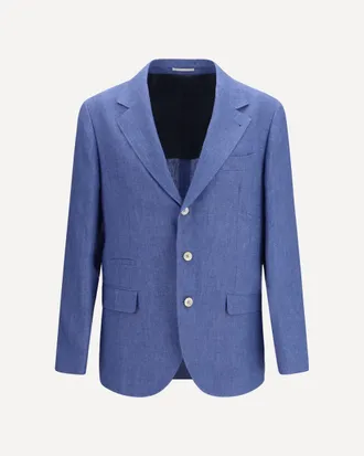 Brunello Cucinelli Deconstructed single-breasted Jacket in m&eacute;lange linen Male 48