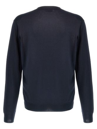 Prada Logo-Embroidered Silk Sweater - Navy