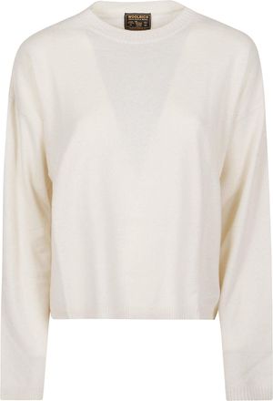 Woolrich White Cozy Lightweight Ribbed Wool-Blend Sweater
