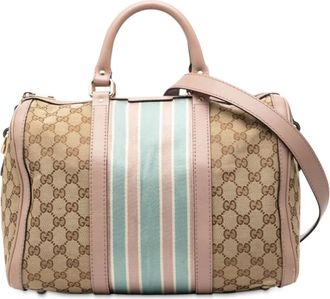 Gucci Borsa a tracolla Joy Boston media in tela GG con decorazione Web 2000-2015 - Marrone
