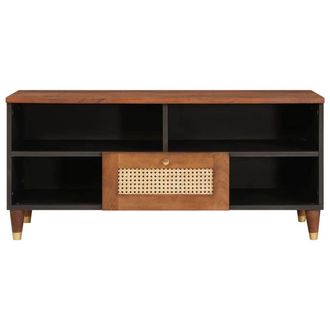Berkfield Home Media Storage Cabinets & Racks Brown Cane & solid mango wood