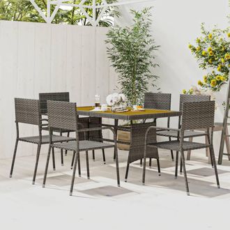 vidaXL Juego De Comedor De Jard&iacute;n 7 Piezas Rat&aacute;n Sint&eacute;tico Gris Vidaxl