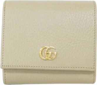 Gucci Pre-owned Wallets, female, Beige, Size: ONE SIZE Pre-owned GG Marmont Leather Wallet