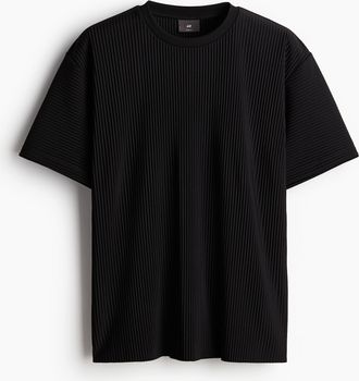 H&M Plissiertes T-Shirt in Loose Fit - Schwarz