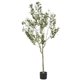 Beliani Planta Artificial En Maceta Para Interior Decoraci&oacute;n Olivo De Pl&aacute;stico 153 Cm Con Maceta Negra Olive Tree