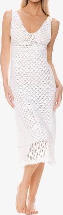Helen Jon Claudia Crochet Midi Dress In White