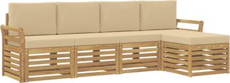 vidaXL Conjunto De Sof&aacute;s De Exterior 5 Uds. Y Beige Poli&eacute;ster Vidaxl