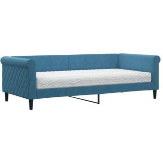 vidaXL Sof&aacute; Cama Con Colch&oacute;n Terciopelo Azul 90x200 Cm Vidaxl