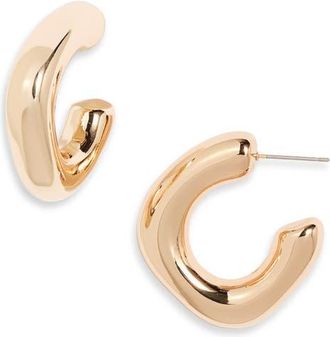 Open Edit Puffy Square Hoop Earrings in Gold at Nordstrom