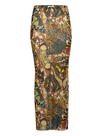Jean Paul Gaultier printed maxi skirt - women - Polyamide - M - Neutrals