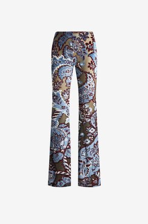 Etro T&uuml;ll- und Samt-Jacquardhose Paisley Floral