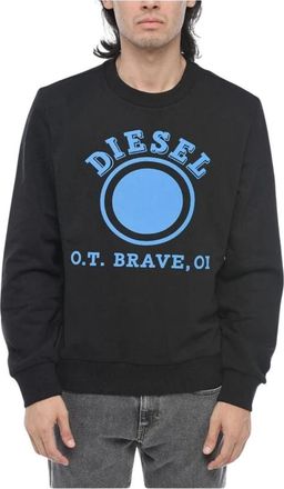 Diesel Stijlvol Logo Print Crewneck Sweatshirt - Heren - Sweatshirts - Zwart - M - Katoen - Hoodies & sweatvesten
