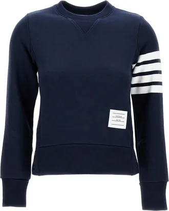 Thom Browne Navy Blue Engineered 4-Bar Sweatshirt with Ribbed Details