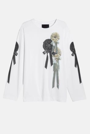 Simone Rocha T-shirt A Maniche Lunghe Con Stampa Ribbon Rosette