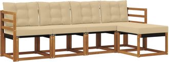 vidaXL Conjunto De Sof&aacute;s De Exterior 5 Uds. Natural Y Beige Vidaxl