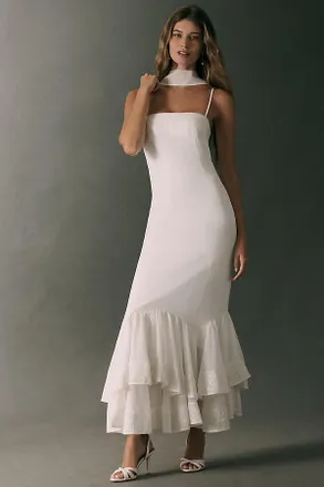 BHLDN Embroidered Strappy Maxi Dress with Scarf