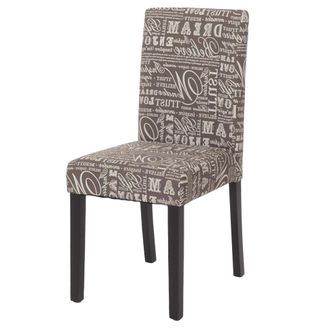 Hhg Hhg - Littau Silla De Comedor, Silla De Cocina, Tela/textil, Letras Grises, Patas Oscuras