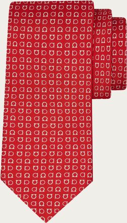 Ferragamo Men Gancini print silk tie Red