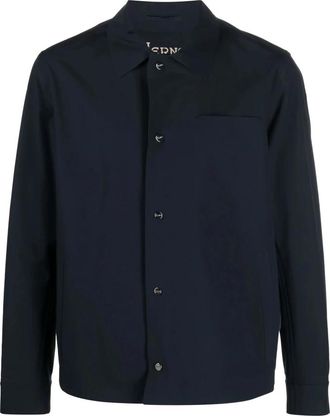 Herno Blauw Oxford Overhemdjas - Heren - Zomerjassen - Blauw - 2XL - Jassen