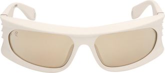 Christian Louboutin 64mm Geometric Sunglasses in White /Gold /Zeiss Flash at Nordstrom
