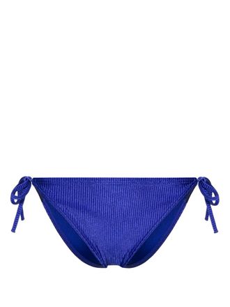 Calvin Klein logo-tape ribbed bikini bottoms - women - Polyester/Polyamide/Elastane/Elastane - L - Blue