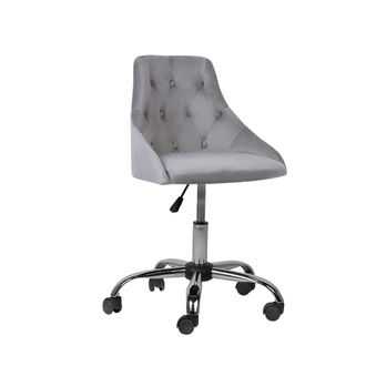 Beliani Beliani - Silla De Oficina De Terciopelo Gris Negro Plateado Giratoria Ajustable Parrish