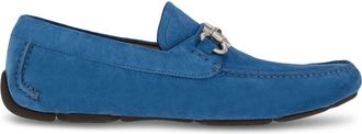 Ferragamo Gancini-plaque suede loafers - men - Cotton/Calf Suede/Thermoplastic Polyurethane (TPU) - 10EE - Blue