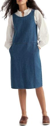 Seasalt Cornwall Salt Weave Denim Pinafore Dress in Mid Wash at Nordstrom, Size 14 Us