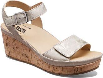 Samuel Hubbard Portola Two-Strap Wedge Sandal in Champagne Suede at Nordstrom, Size 10.5