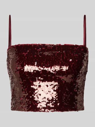 Jake*s Slim Fit Crop Top mit Pailletten in Kirsche Melange, Gr&ouml;&szlig;e 36
