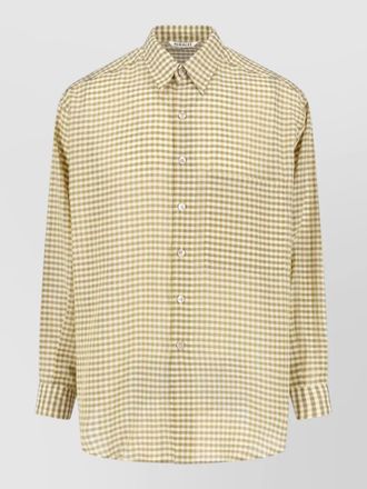 Auralee button down collar checked long sleeve shirt