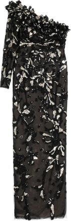 Saiid Kobeisy One-Shoulder Embroidered Tulle Dress