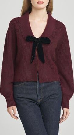 Wayf Sloane Bow Cardigan in Merlot at Nordstrom Rack, Size X-Small