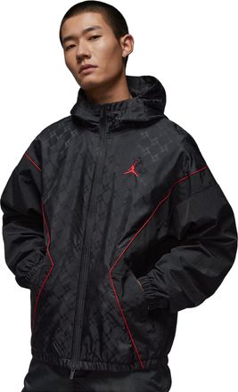 Nike Jordan Air Jordan Brooklyn Hooded Draft Jacket Loose Fit Asia Sizing Black Gym Red HV0555-010