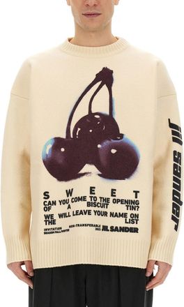 Jil Sander Beige Graphic Sweater
