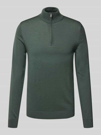 Selected Regular Fit Troyer aus reiner Merinowolle Modell TRAY in Oliv, Gr&ouml;&szlig;e XXL