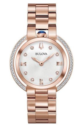 Bulova Classic Rubaiyat Diamond Bracelet Watch, 35mm in Rose Gold-Tone at Nordstrom