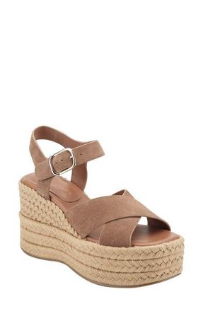 Marc Fisher Pasion Espadrille Ankle Strap Platform Wedge Sandal in Medium Natural at Nordstrom, Size 6.5
