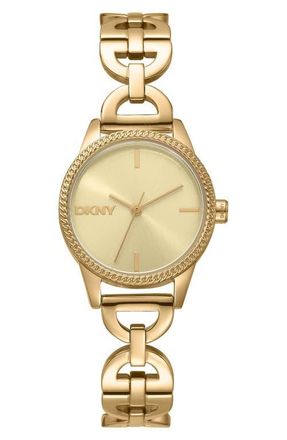 DKNY Open Link Bracelet Watch, 26mm in Champagne at Nordstrom