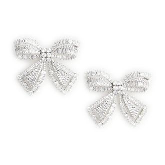 Self Portrait Orecchini Fiocco di Cristallo - - Accessories - Donna - Grigio - ONE SIZE