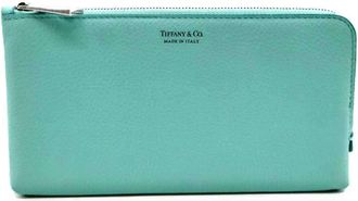 Tiffany & Co. Tiffany Blue Leather Long Wallet (Bi-Fold) (Pre-Owned)
