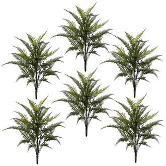 Leaf Artificial Fern Foliage Branch 78cm Fire Retardant Commercial Pack of 6 in Green