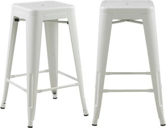 Rendez-Vous Déco Rendez-vous Déco - Set de 2 taburetes para isla de cocina en metal blanco mate 66 cm - Indus