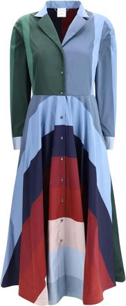 Sara Roka Flared blousejurk met vlakken - Blauw