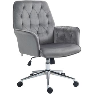 Vinsetto Vinsetto - Computer Chair w/Armrest Modern Style Tufted For Home Office Dining Room Dark Grey