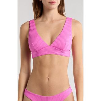 Rip Curl Premium Surf Rib Bikini Top in Super Pink at Nordstrom, Size X-Small