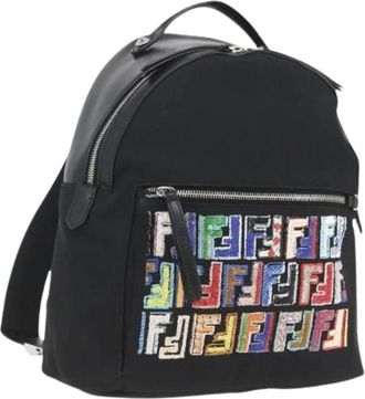 Fendi Pre-owned Backpacks, female, Black, Size: ONE SIZE Pre-owned Nylon Backpack