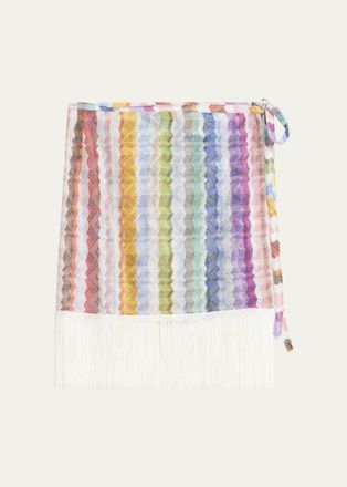Missoni Chevron Fringe Sarong Mini Skirt